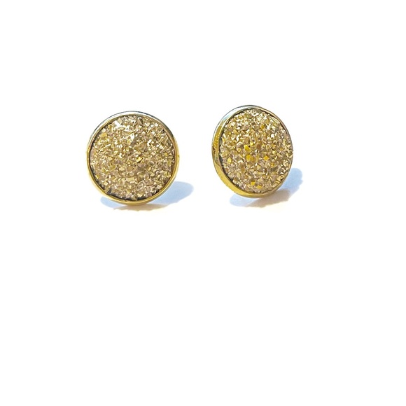 10/$10 Gold tone, imitation Druzy earrings, 14mm, gold setting - Picture 1 of 6